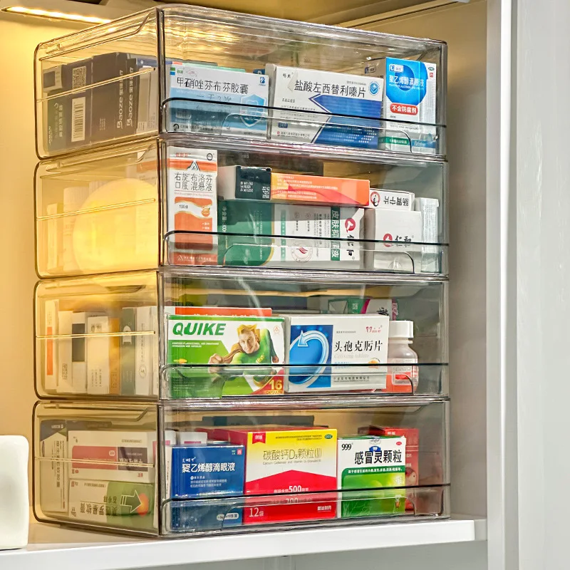 Medicine drawer Home medication storage Clear pill case Storage cabinet Acrylic household necessities