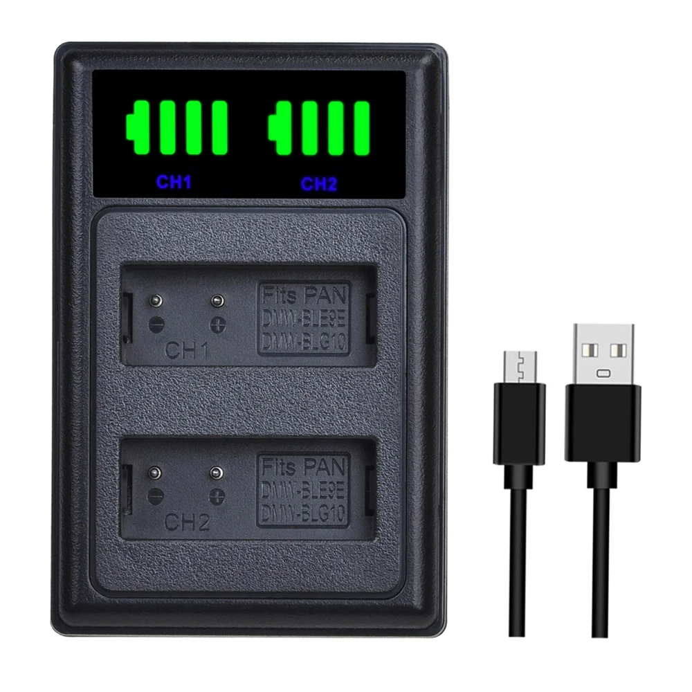 
DMW-BLG10 LED USB Dual Charger for Panasonic Lumix DMC-ZS60 DMC-ZS70 DMC-ZS100 DMC-ZS200 