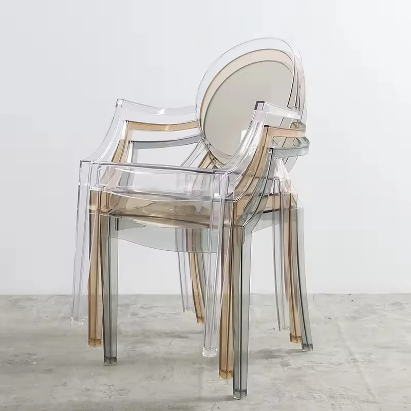 Wholesale Cheap Modern Dining Plastic Armrest Hotel Chaise Transparent Clear Ghost Chair