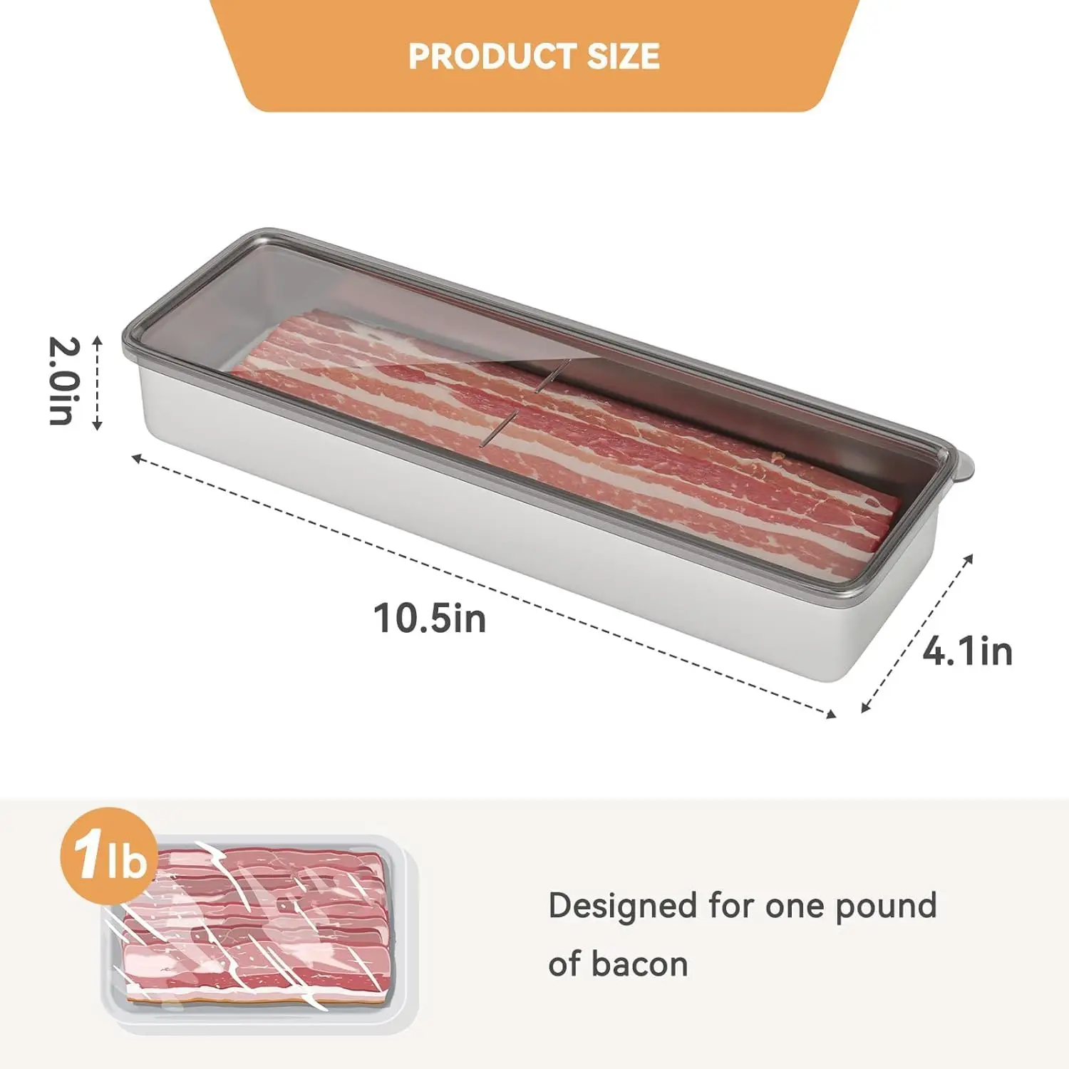 Dishwasher safe Food Safe Stainless steel 304 Meat Bacon Cheese Container for Refrigerator with Lids