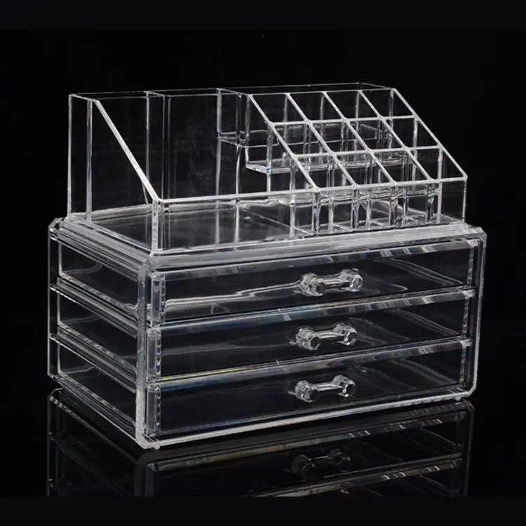2021, самый популярный акриловый Настольный органайзер, акриловая коробка для макияжа, органайзер для кистей для макияжа с 3 ящиками