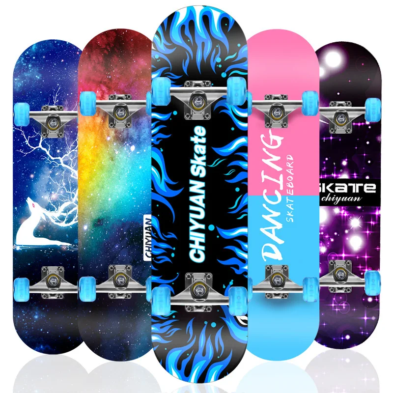 31 Inch Canadian Maple Complete Skateboard Beginners Layer Canadian Maple Double Kick Skateboard  For Kids