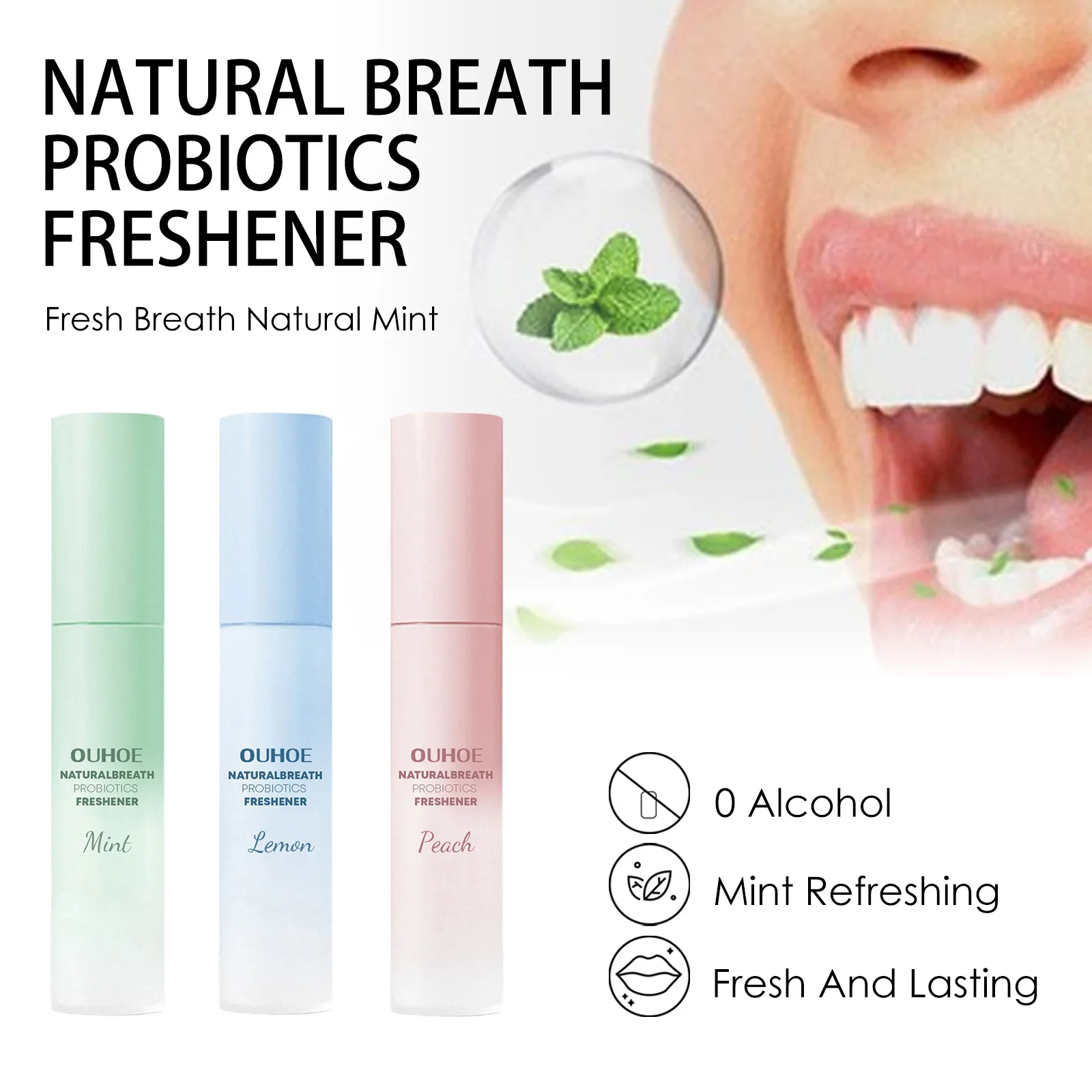 0 Alcohol Mint Flavor 17ml Portable Oral Refreshing Mouth Spray Reduce Odor Breath Fresheners