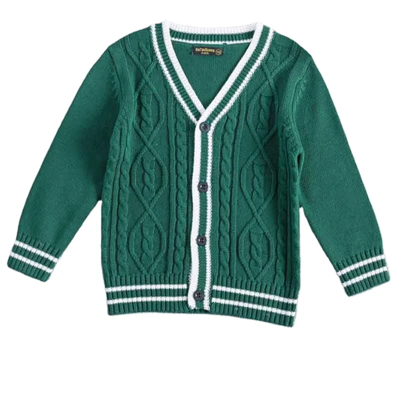 
Warm V-neck Thick Knit Shirt Children Knitwear Long Sleeve Kids Jersey Knitted Sweater Toddlers Thick Baby Cardigan 