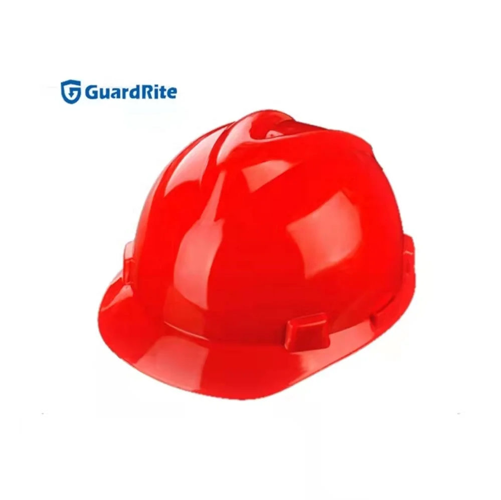 GuardRite brand 4 points HDPE/ABS V type EN397 safety helmet with chip strip