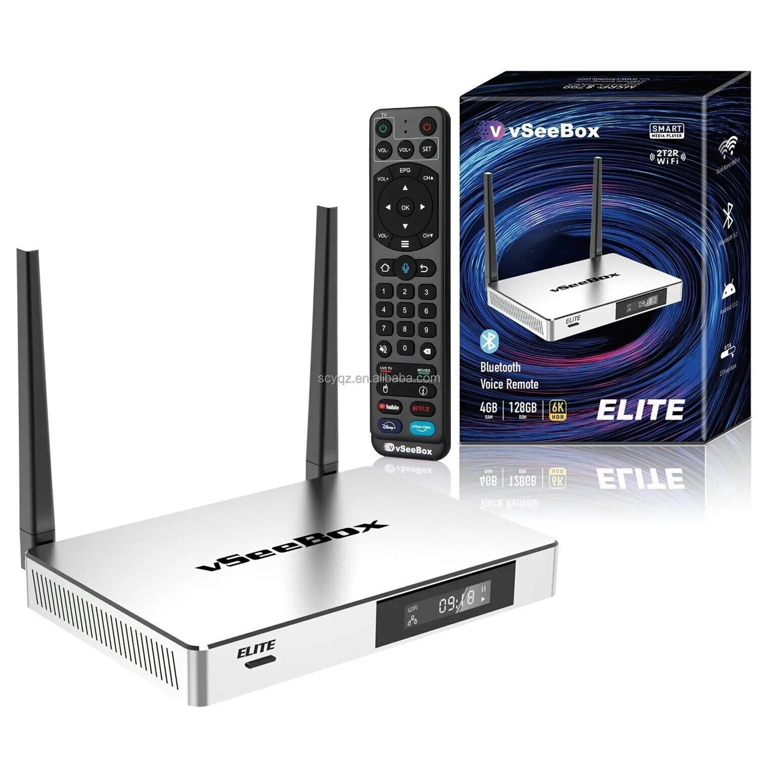 VSeeBox V3 Pro 2024 Android V4 TV Box с голосовым пультом дистанционного управления мини-клавиатурой подсветкой и кабелем 8K (4 ГБ оперативной памяти + 32 ROM)