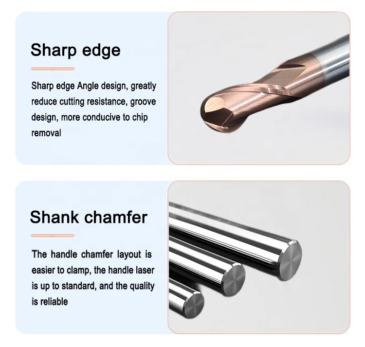 6mm 7mm 8mm 9mm 10mm HRC65 Carbide Ball Nose Endmill Coated CNC Milling Cutter