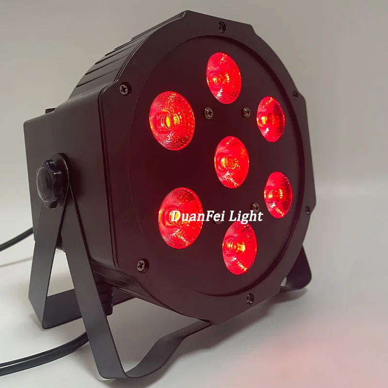 high brightness mini dmx512 plastic stage wash 7pcs 18w 6in1 rgbwa uv par led slim par rgbwa uv 7x18