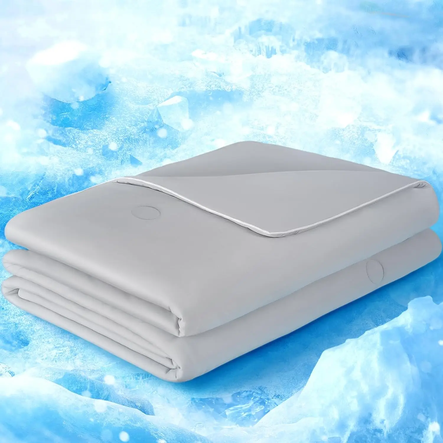 Q-Max>0.4 Double-Sided Arc-Chill Cooling Blanket Baby Blue Quilt for Hot Sleepers Cooling Comforter for Optimal Sleep