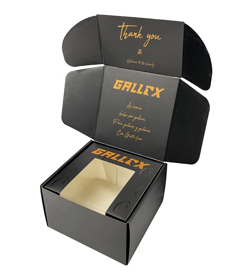 Free Sample Black Clothes Mailer Box Logo UV Custom Makeup Beauty Delivery Box Wigs Cardboard Box for Shoes Bottle Hats Packing