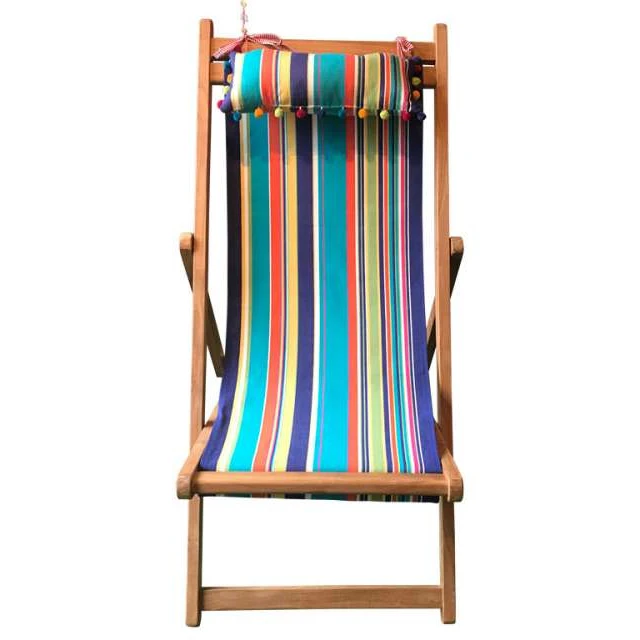 Factory directly custom logo printing outdoor wood adjustable foldable beach chair