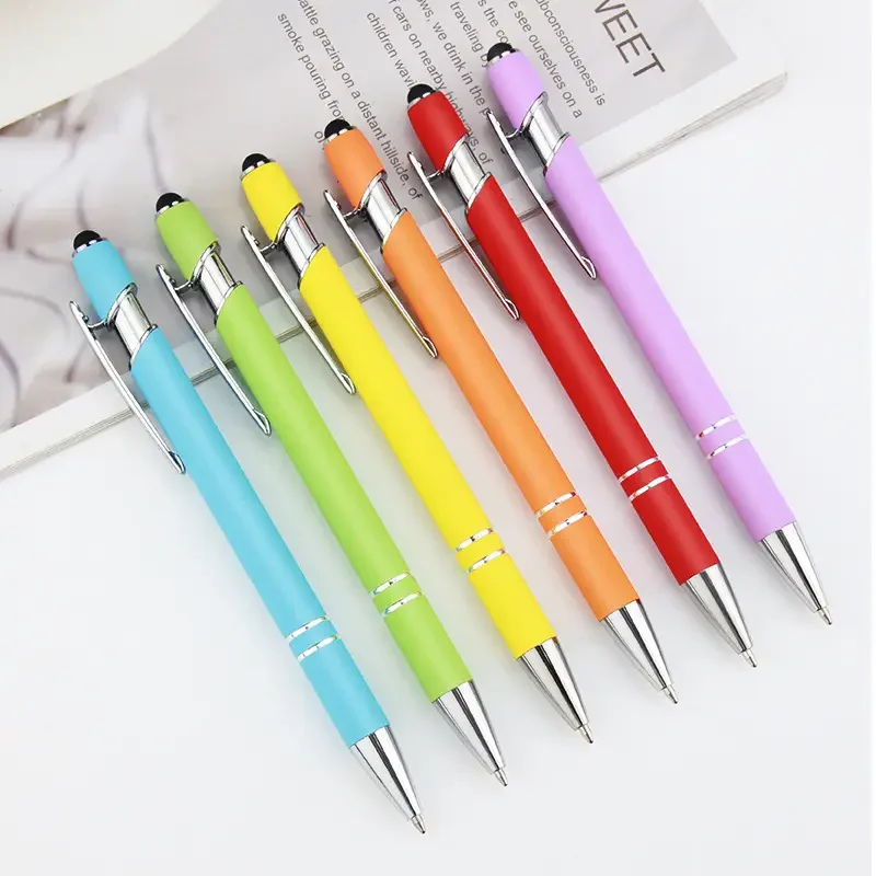 Customized Cute Metal Ballpen Custom Cheap Stylus  Gel  Ballpoint Logo Metal Branded Printed  Promotional Gift Ball Business Pen