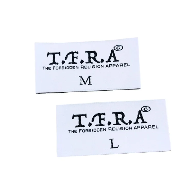 High Density Embroiled White Neck Labels Wig Logo Tags for tshirts