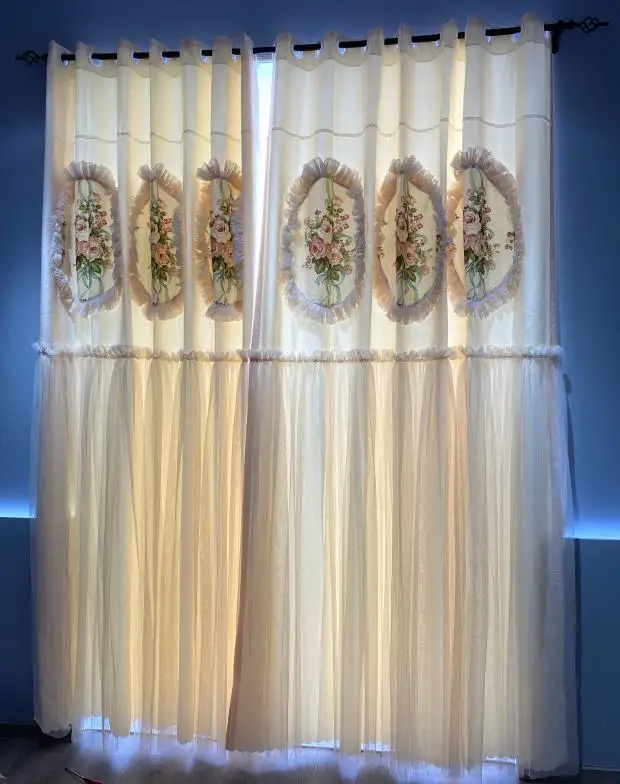
South Korea, North America, South Korea princess wind shading custom curtains bedroom girl living room bay window 