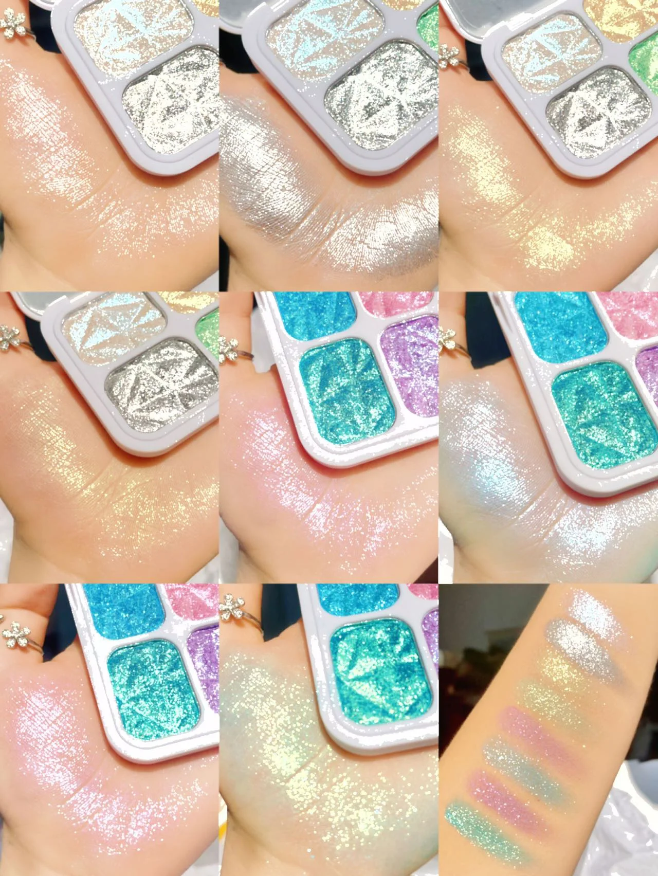 Vegan Highlighter With Mirror 8 Colors highlighter Palette Eyeshadow pressed powder Customize Private Label