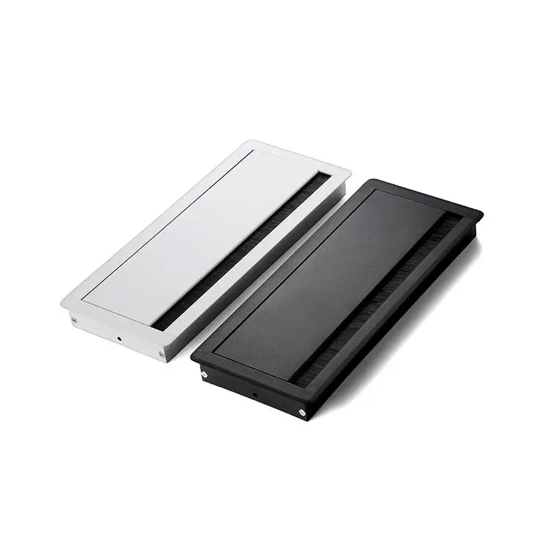 Aluminum Alloy 300/400/500mm Computer Desk Rectangle Wire Cable Manager Hole Cover Cable Management Box With black Brushed