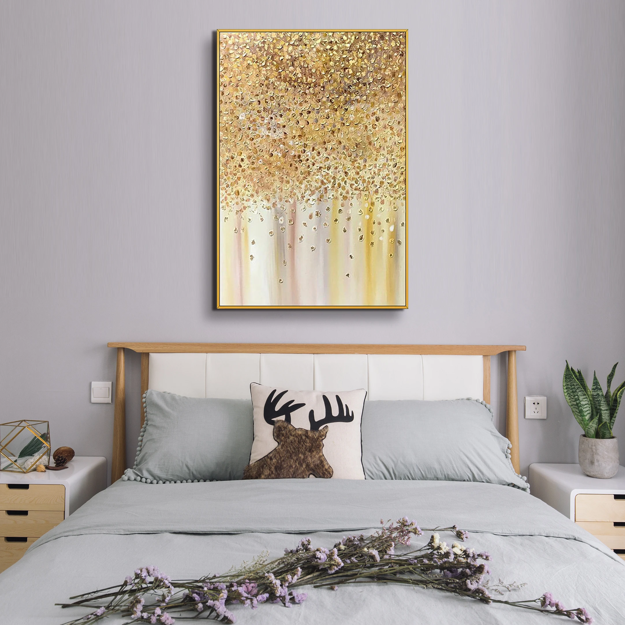 
Framed Large Single Panel Textured Drop Gold Paints Artwork Design Abstract paintings for Wall Decor 