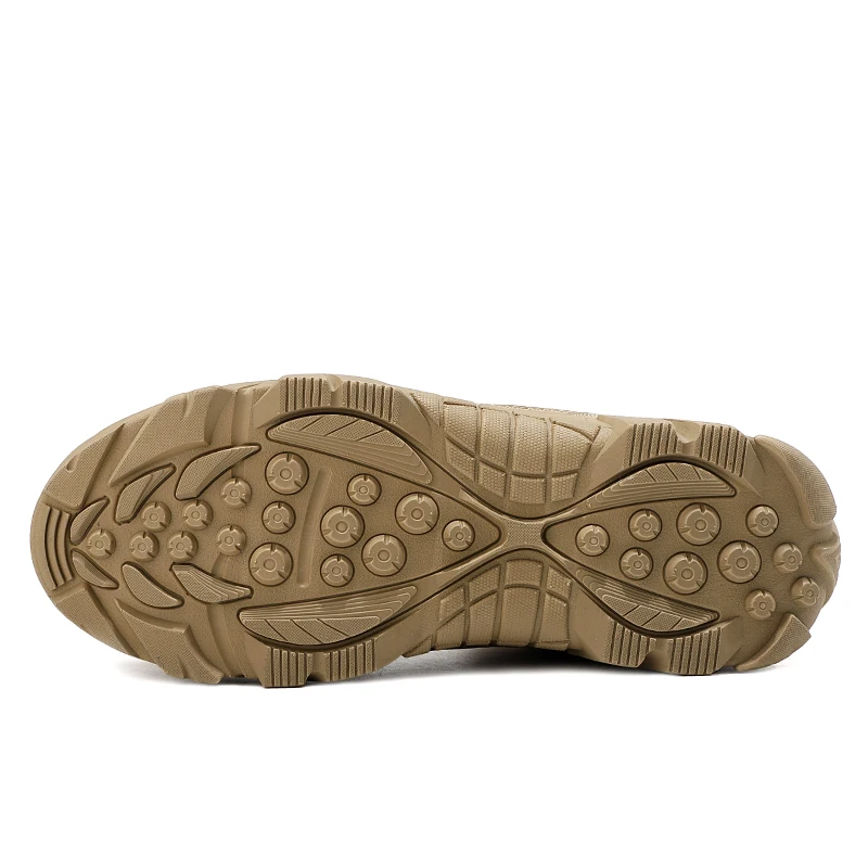 Waterproof Tactical Boots Durable Leather Work Desert Boots Side Zipper EVA Winter Shoes for Men Rubber Solid Mesh Split Leather