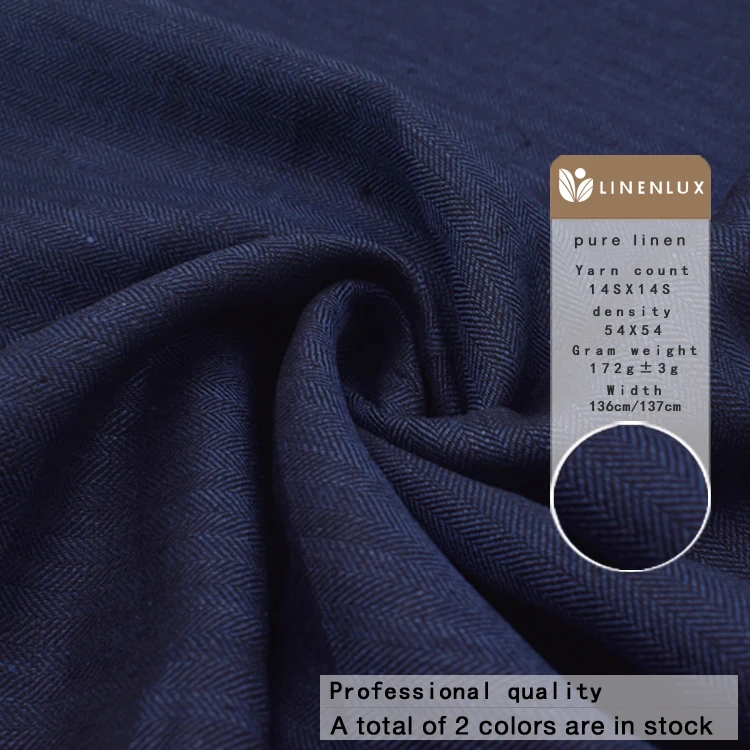 Factory high-end product customized heavyweight belgian 100% pure linen suiting fabrics woven linen yarn dyed fabric for clothes