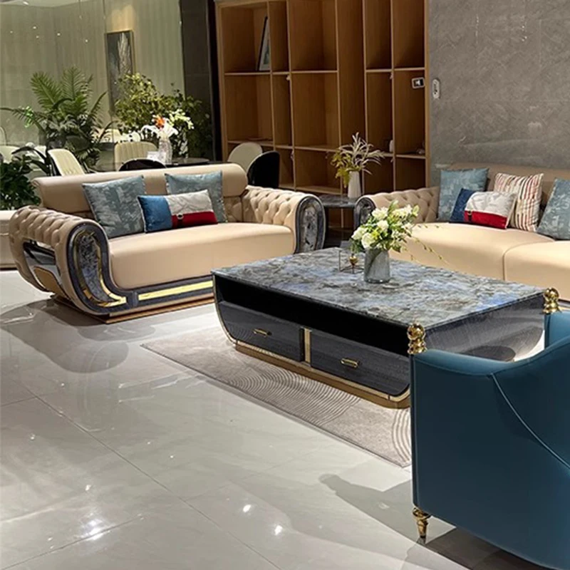 Italian style light luxury high-end texture leather office sofa multi-functional combination officehave furniture Office sofa