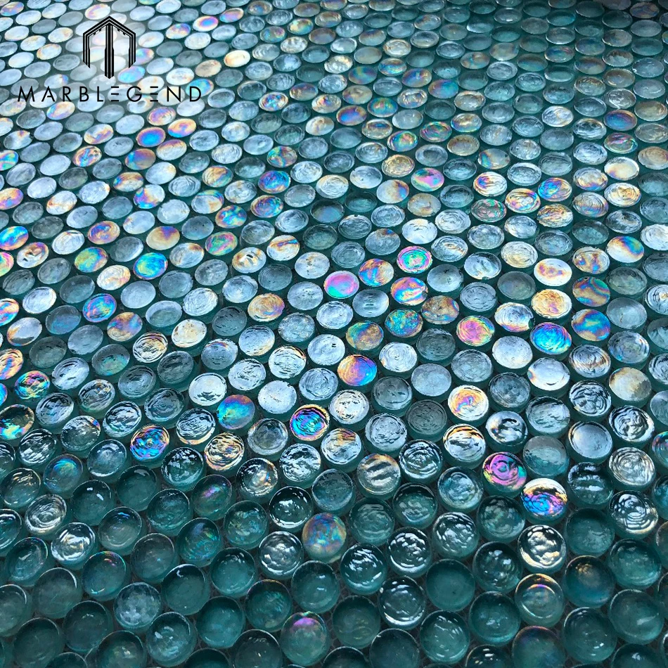 hot sale natural swimming pool 4mm thickness glass blue mosaic tile