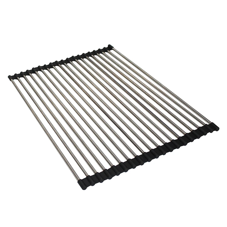 HELI Foldable Roll Up Dish Drying Rack Stainless Steel Over The Sink Kitchen Drying Rack