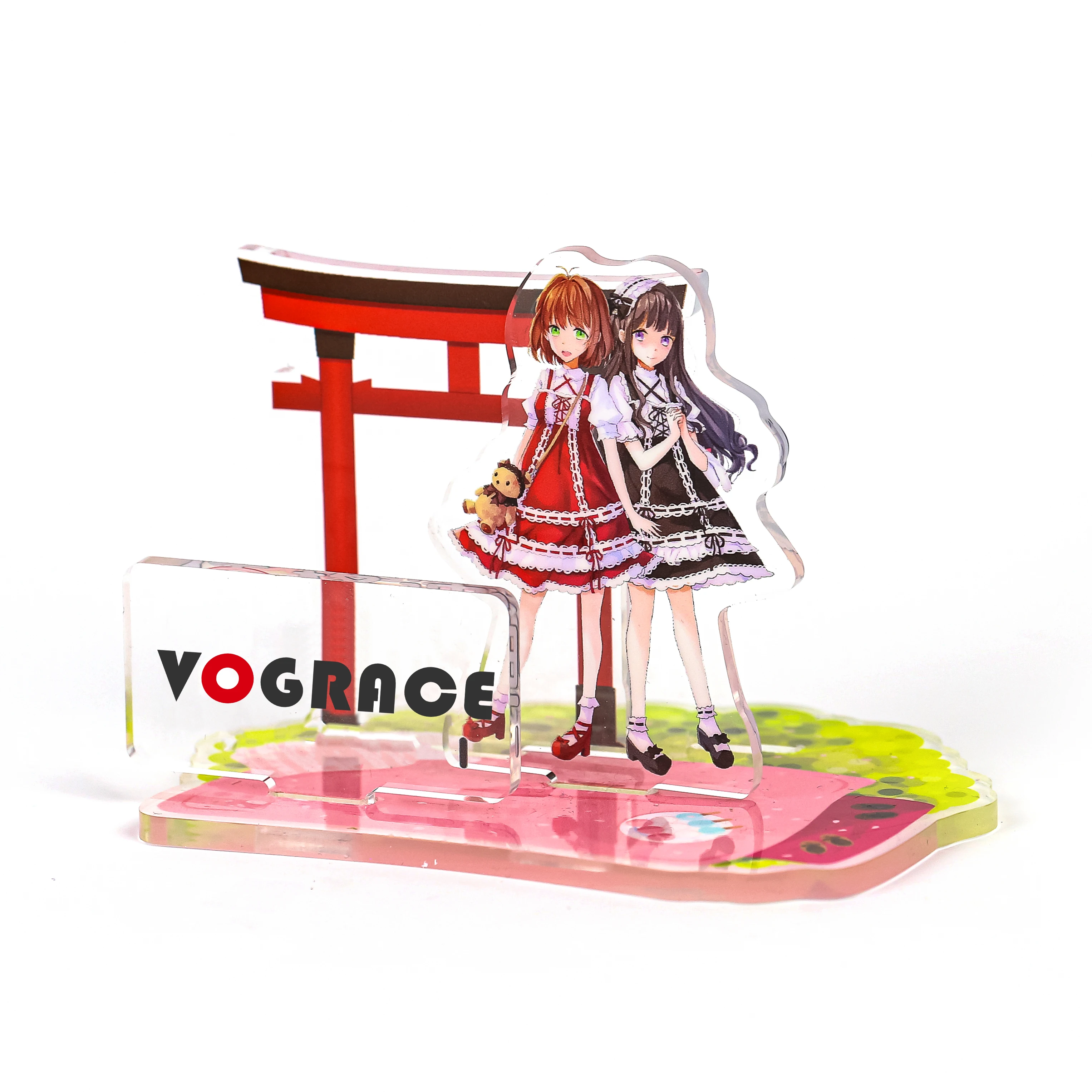 
Vograce Oem Logo Custom Printed Stand Acrylic Charms Wholesale Cartoon Anime Transparent Clear Plastic Acrylic Standees 