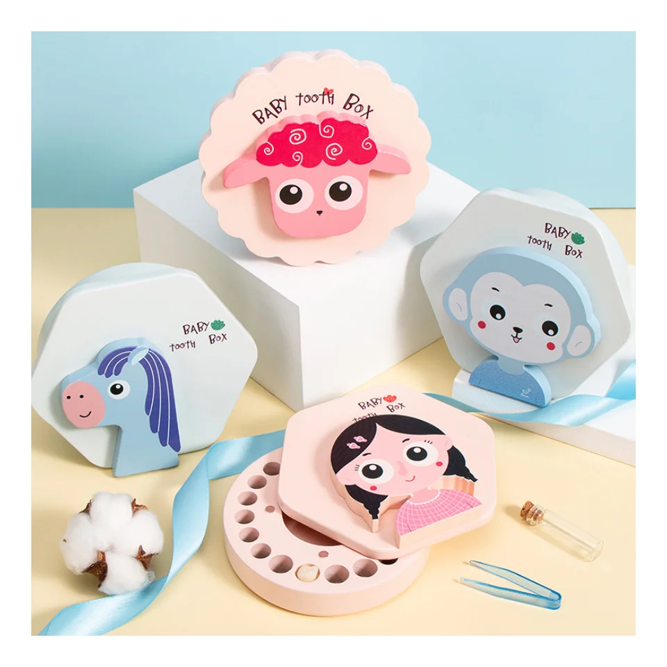 Wooden 3pcs Box kids Teeth Storage Box Infant Teeth Container baby Teeth Holder for kids