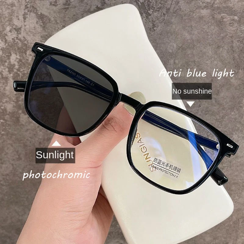 Wholesale Frames With Anti-radiation Lenses Photochromic Anti Blue Light Sunglasses Square Myopia Glasses With Degree