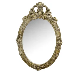Luckywind Delicate French Style Golden Decorative Oval Wood Wall Decoration Mirror