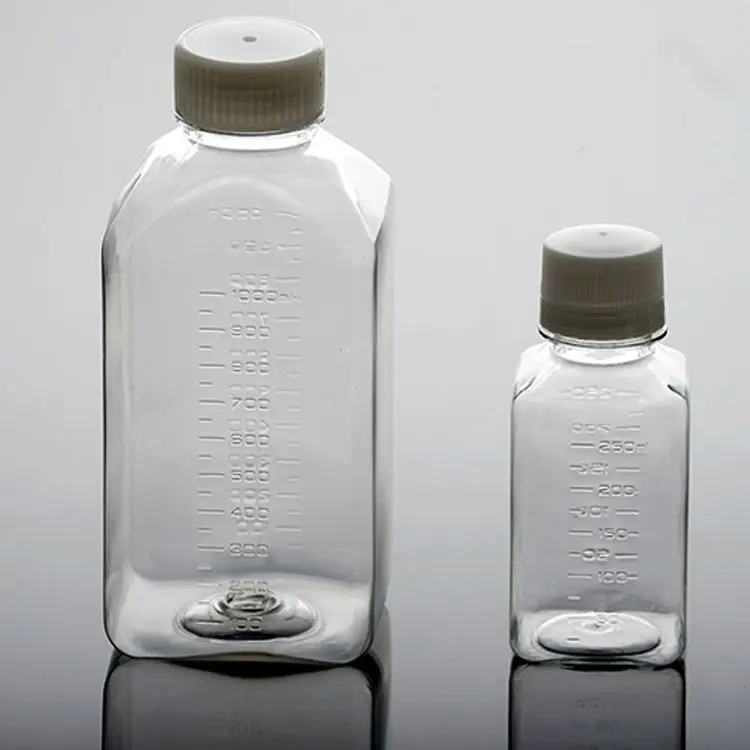Transparent 1000 ml sampling bottle medical science cell culture sterile petg media bottle