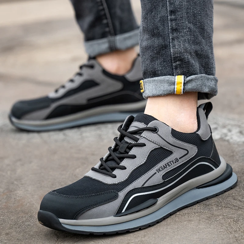 Оптовая продажа изготовленная на заказ дышащая рабочая обувь мужская повседневная спортивная стальной носок защита от проколов легкая промышленная