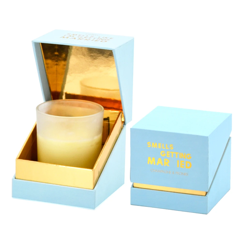 Wholesale Custom empty paper box for candle jar luxury 2 piece scented candles gift box set packaging with ribbon decorative