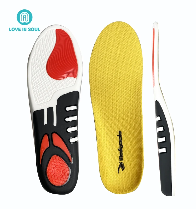 Premium Orthotic Arch Support Insole Flat foot Insole PU Gel Shock Absorption Light Comfort Sport Insole For Basketball Shoes