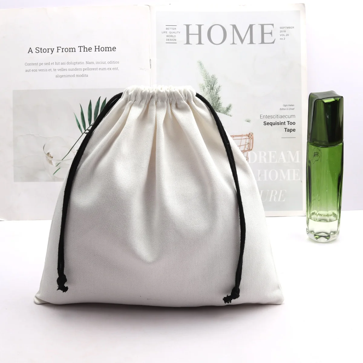 Reusable White Cotton Twill Dust Shoe Bag High Quality Eco -Friendly Muslin Cosmetic Jewelry Drawstring Bag