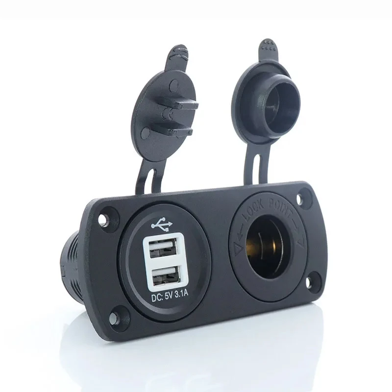 2-в-1 двойной USB автомобильный прикуриватель панель 12 В зарядное устройство адаптер питания розетка морской