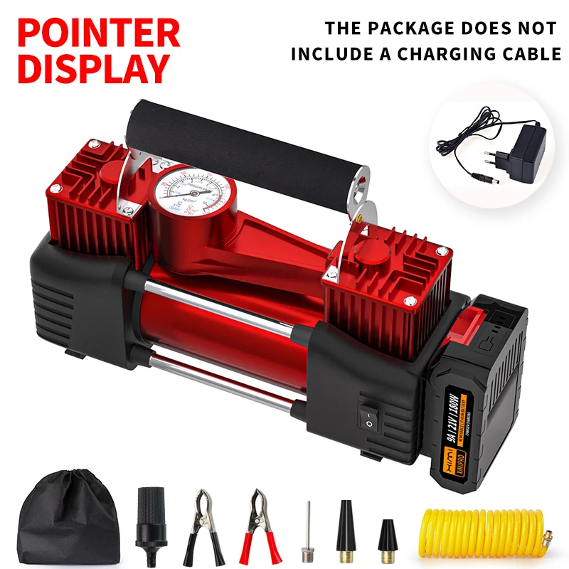 wireless rotor mental double car inflator pump compressor precise pointer air pressure for car tires swimming rings basketball