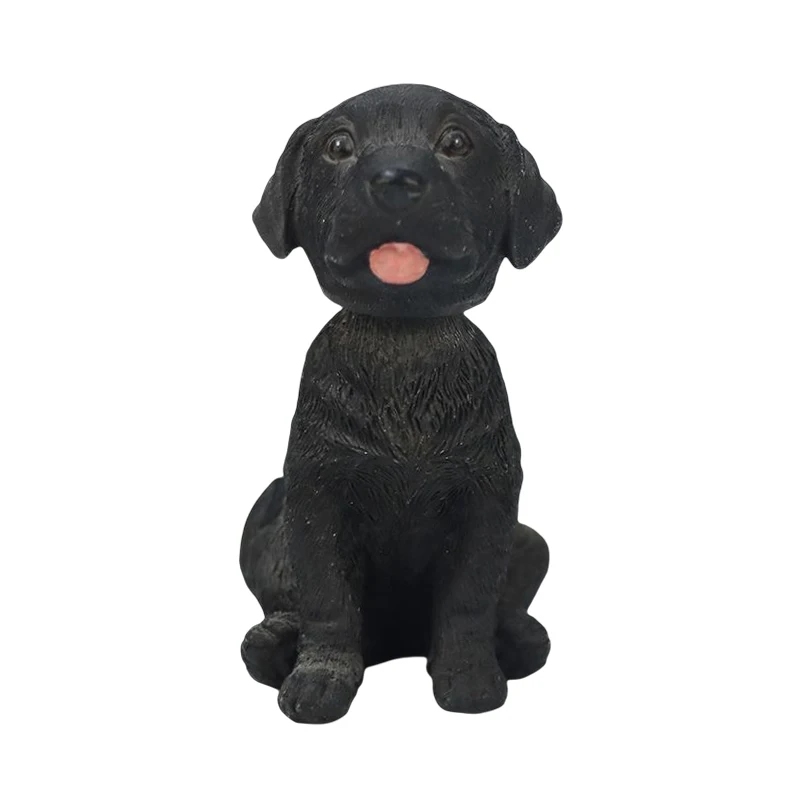 3d Custom Animal Figurine Resin Sculpture Cute Little Black Dog Model Statue Bobble Head Craft Home Decoration Pet Shop Ornament