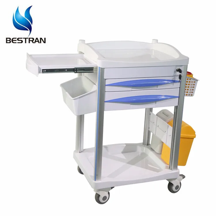 BT-CY20 ABS Two drawers Clinical Trolley mobile plastic trolley with drawer hospital medical trolley cart emergency