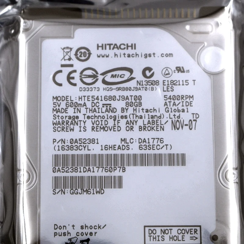  Жесткий диск для ноутбука Hitachi HTS541080G9AT00 80 ГБ IDE 2 5