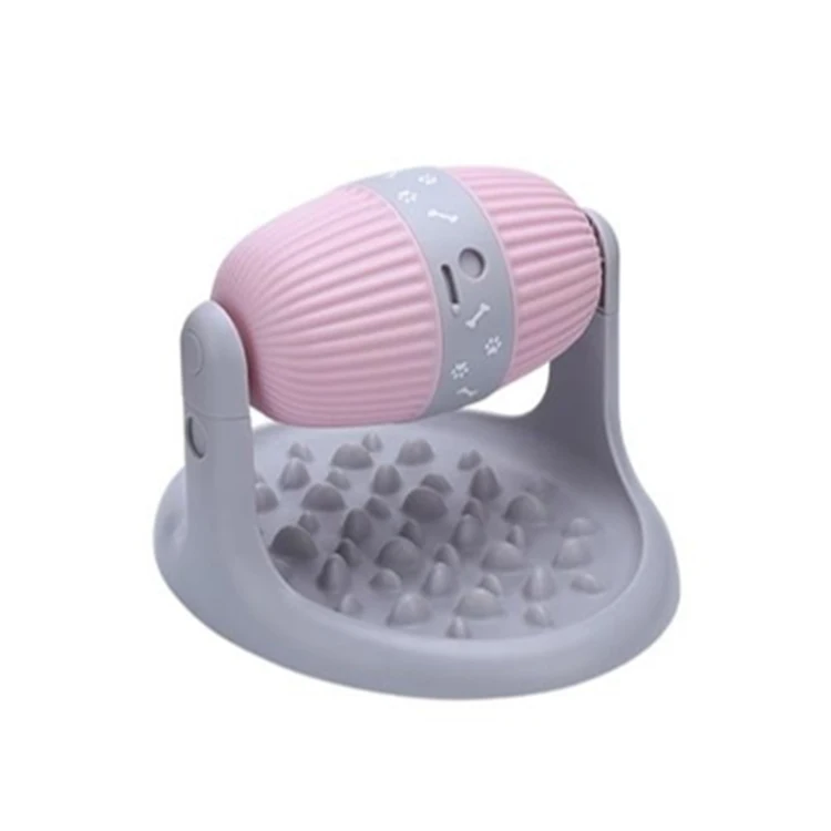 Indoor Drum Leakage Design ABS Cat Dog Iq Training Puzzle Food Dispenser Toy Bottom Valley Slow Eating Plate Pet Bowl Feeder