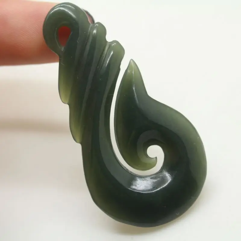 Authentic Nephrite Pendant Green jade Necklace  Natural Jewelry Gemstone Pendant Maori Hollow Pendant jewelry