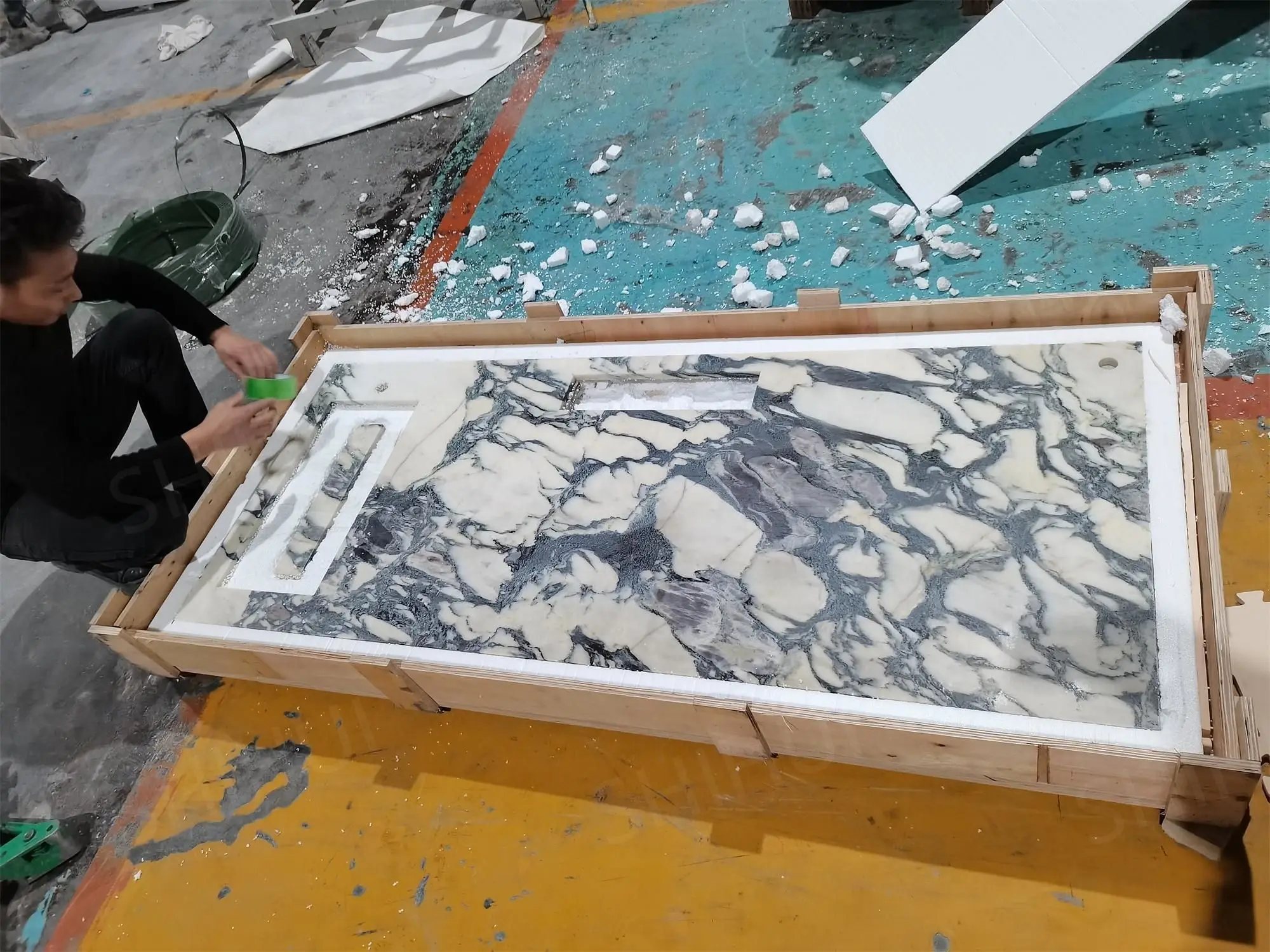 SHIHUI Natural Stone Solid Surface Calacatta Viola Marble Kitchen Counter Top Countertop Worktops Countertops