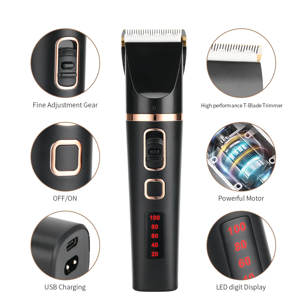 Профессиональная Мужская Беспроводная электрическая машинка для стрижки волос с мощным мотором Pritech, перезаряжаемая