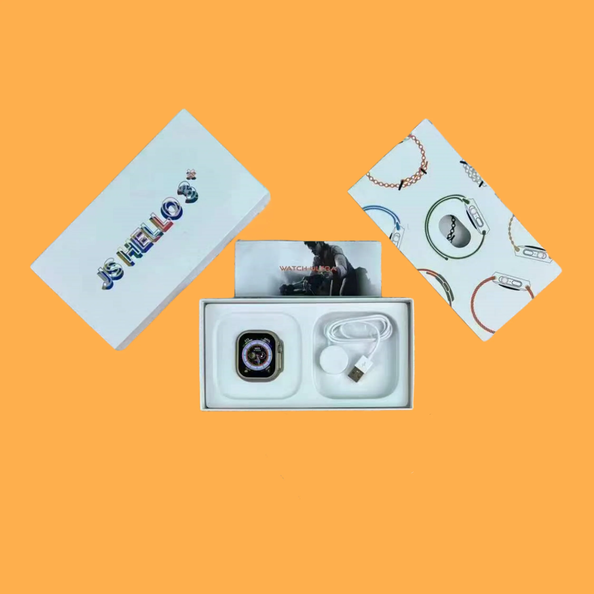 2024 JS Hello 3+ Smart watch Ultra 2 NFC AMO LED Display Gesture Calling Smart island 4GB 2 Straps Ultra2 Smart Watchj