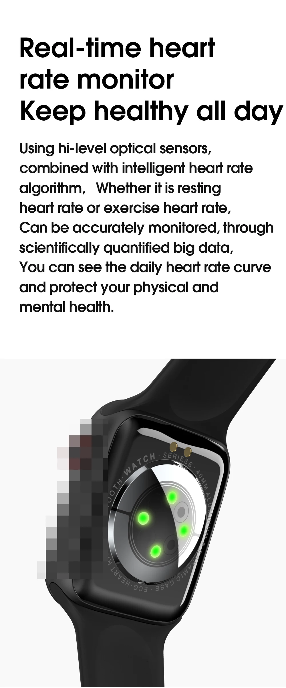 W26+ W26 Plus Smart Watch Series 6 Touch Control 1.75 inch Screen 44mm Smartwatch Band Sport Bracelet PK T500 reloj inteligente