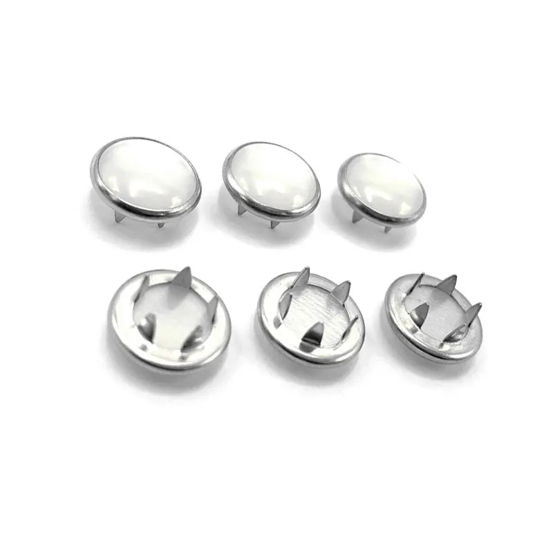 Custom Logo Colors Metal Copper Alloy Snap Button  Pearl Prong Ring Snap Design Button For Cloth Accessories