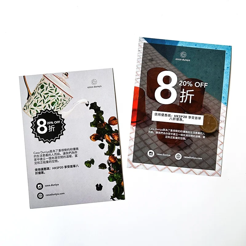 Promotional Customized Design Logo Coated Paper Printing Flyers Custom Size Greeting Cards Small Business Brochures with Low MOQ