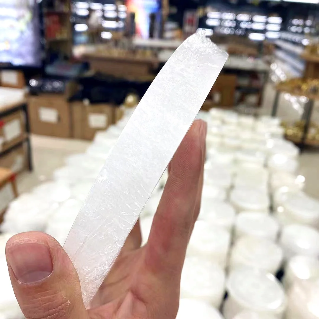 Natural Morocco gypsum healing crystals reiki rune slice selenite charging plate for meditation