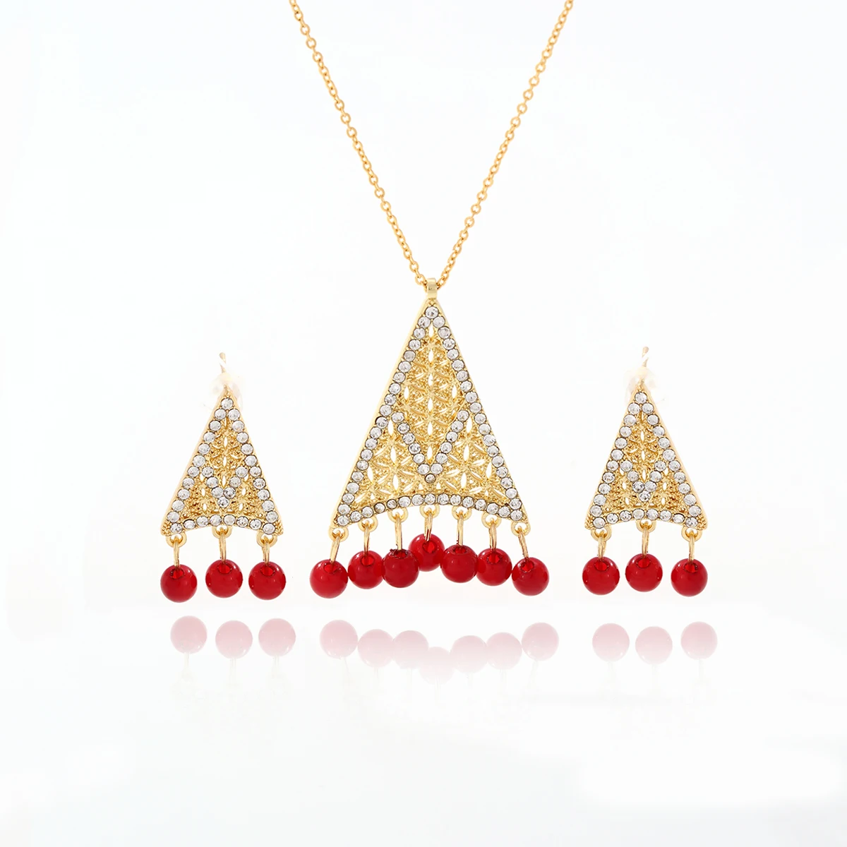 CDD New Female Indian Gold Plated Jewellery Set Luxury Dubai Crystal Bridal Jewelry Set